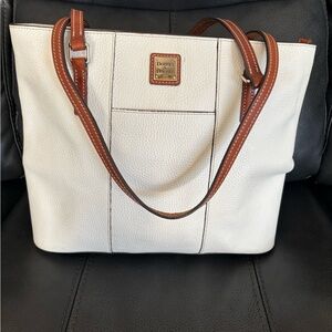 Dooney & Bourke Cream and Brown Tote Bag